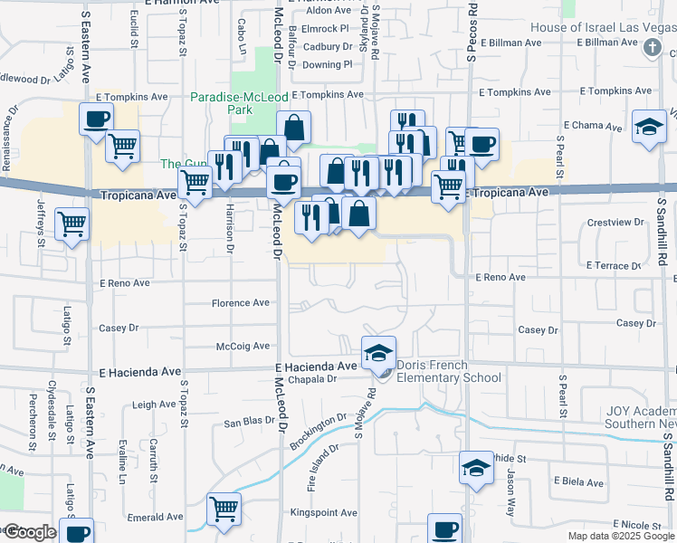 map of restaurants, bars, coffee shops, grocery stores, and more near 3123 Key Largo Drive in Las Vegas