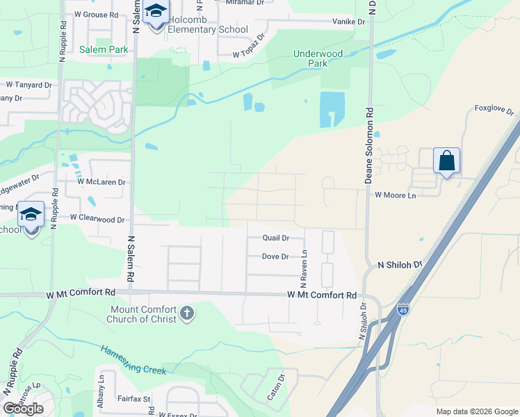 map of restaurants, bars, coffee shops, grocery stores, and more near 2848 Quail Drive in Fayetteville