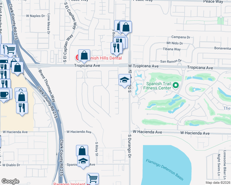 map of restaurants, bars, coffee shops, grocery stores, and more near 8674 Rigby Court in Las Vegas