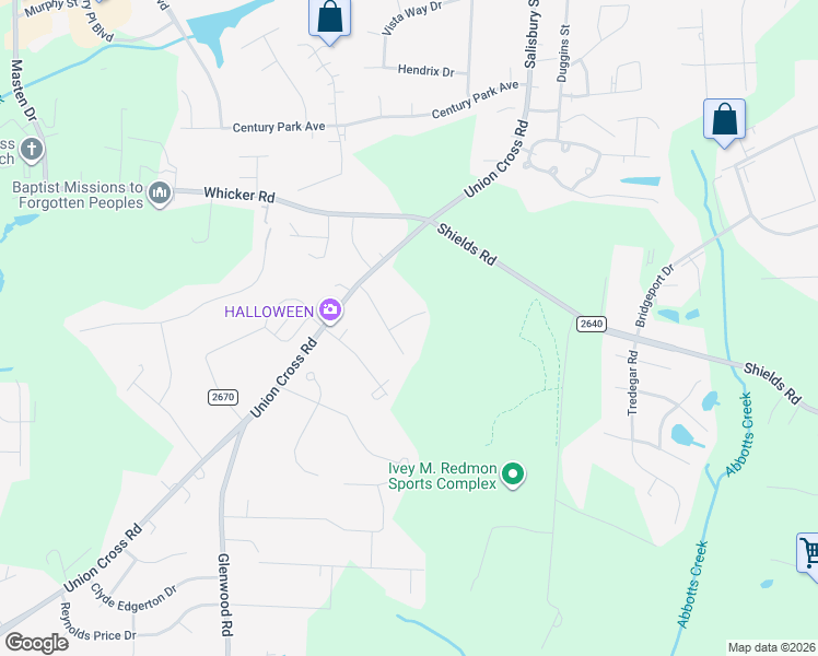 map of restaurants, bars, coffee shops, grocery stores, and more near 1291 Emperor Lane in Kernersville