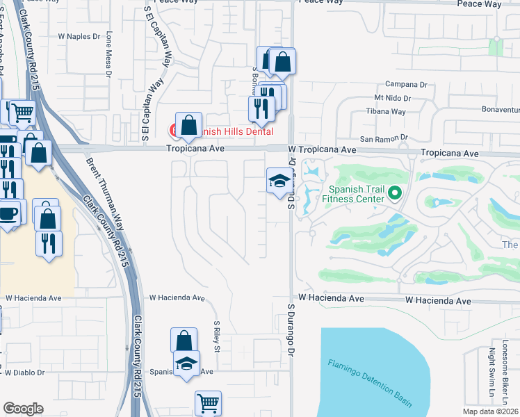 map of restaurants, bars, coffee shops, grocery stores, and more near 8674 Rigby Court in Las Vegas