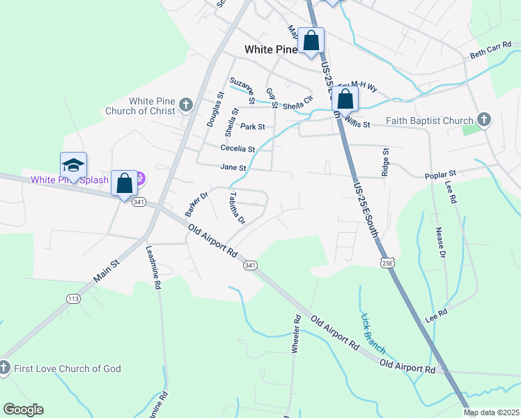 map of restaurants, bars, coffee shops, grocery stores, and more near 1203 Nichole Street in White Pine