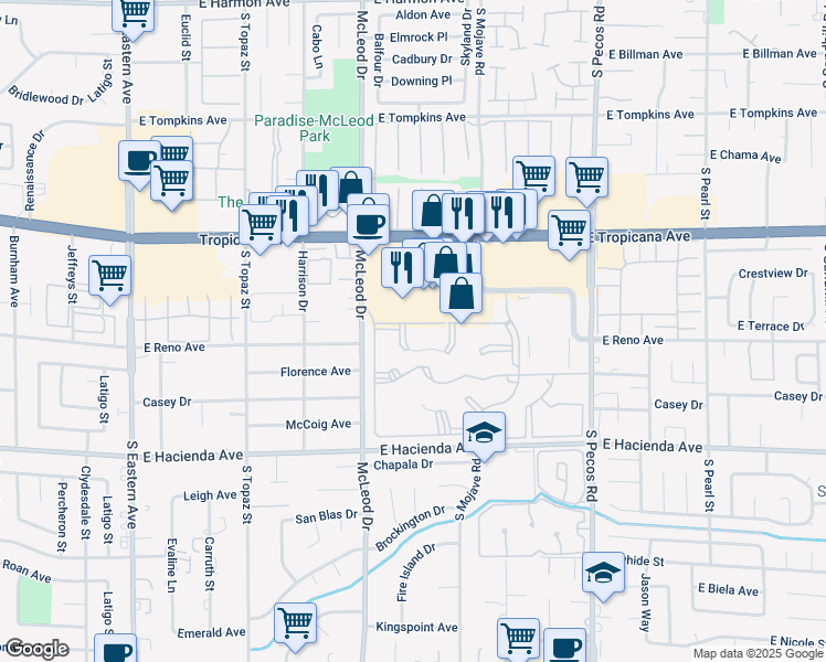 map of restaurants, bars, coffee shops, grocery stores, and more near 3075 Nevada 593 in Las Vegas