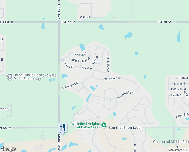 map of restaurants, bars, coffee shops, grocery stores, and more near 4304 North Poplar Avenue in Broken Arrow