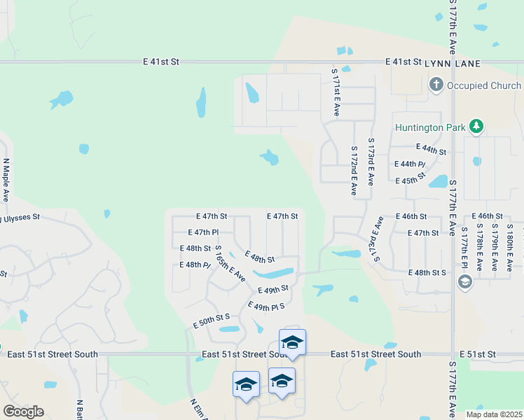 map of restaurants, bars, coffee shops, grocery stores, and more near 4636 South 167th East Avenue in Tulsa