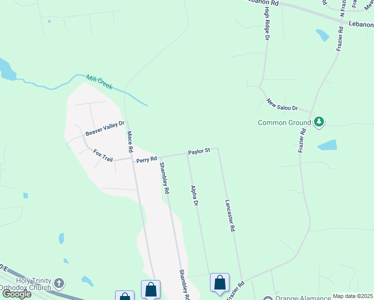 map of restaurants, bars, coffee shops, grocery stores, and more near 6135 Paylor Street in Mebane