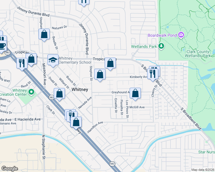 map of restaurants, bars, coffee shops, grocery stores, and more near 5037 Bloodhound Street in Las Vegas
