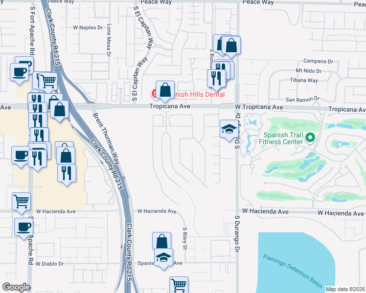 map of restaurants, bars, coffee shops, grocery stores, and more near 5054 Rustic Ridge Drive in Las Vegas