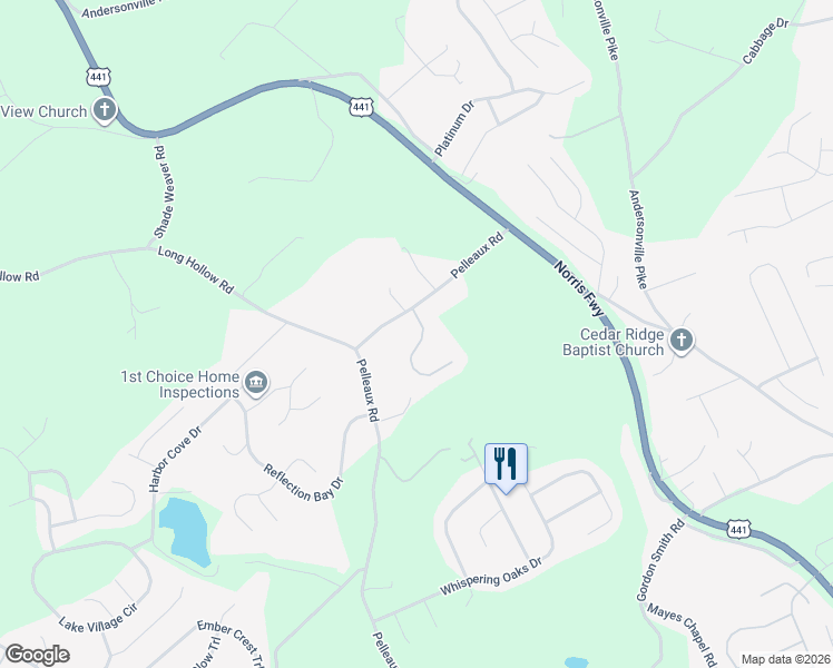 map of restaurants, bars, coffee shops, grocery stores, and more near 2905 Zachary Pointe Lane in Knoxville