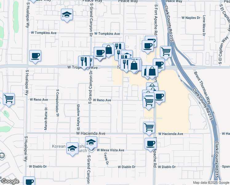 map of restaurants, bars, coffee shops, grocery stores, and more near 9647 Capeview Court in Las Vegas