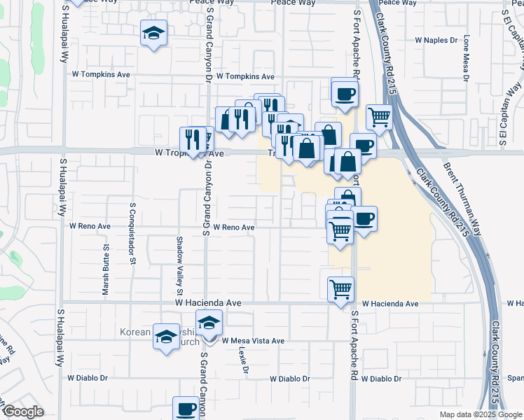 map of restaurants, bars, coffee shops, grocery stores, and more near 9647 Capeview Court in Las Vegas