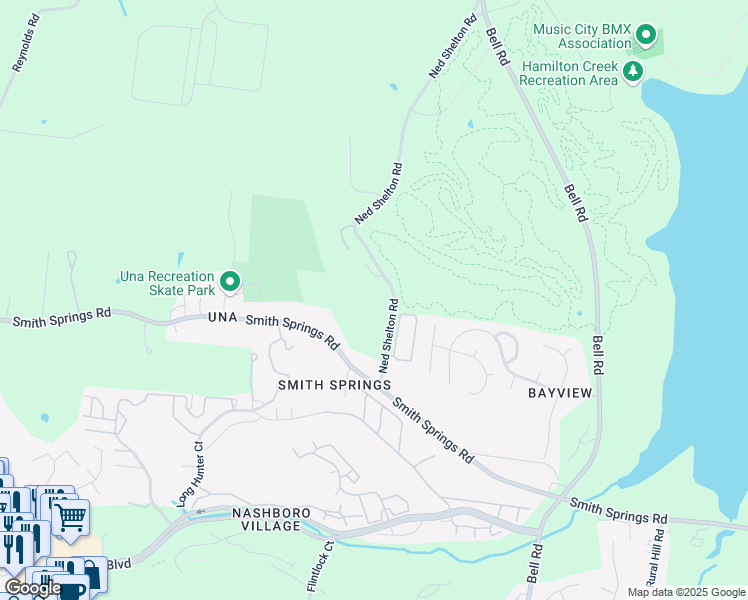 map of restaurants, bars, coffee shops, grocery stores, and more near 3021 Ned Shelton Road in Nashville