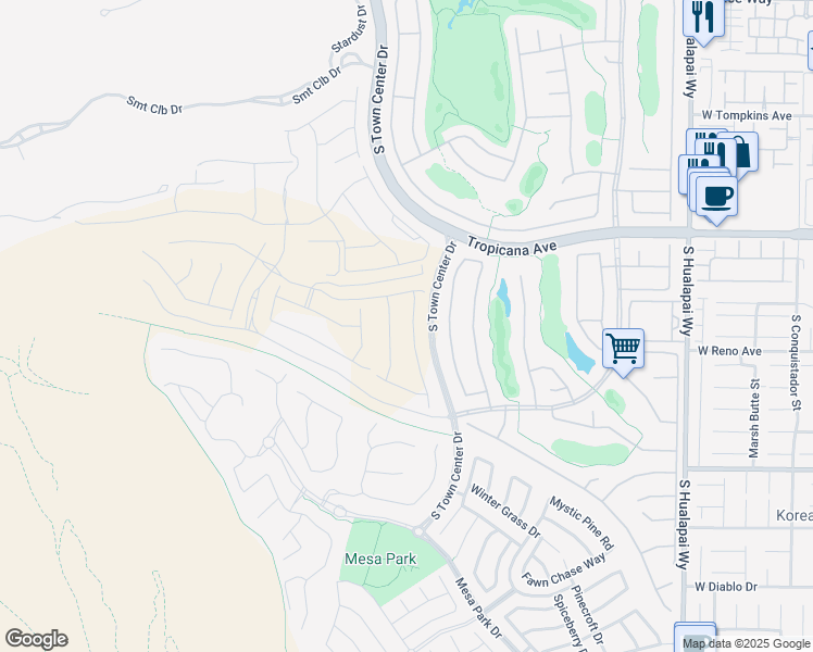 map of restaurants, bars, coffee shops, grocery stores, and more near South Town Center Drive in Las Vegas