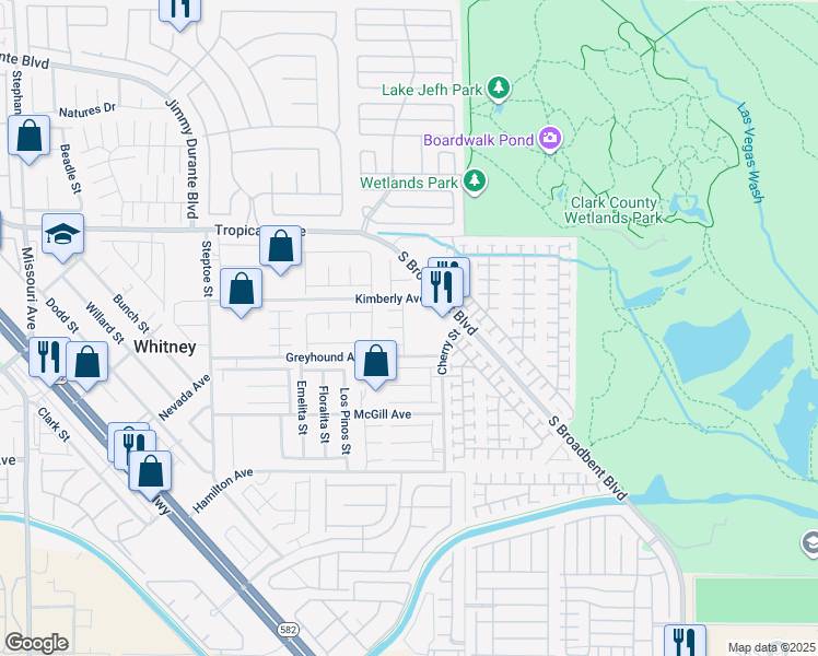 map of restaurants, bars, coffee shops, grocery stores, and more near 5052 Norburn Drive in Las Vegas