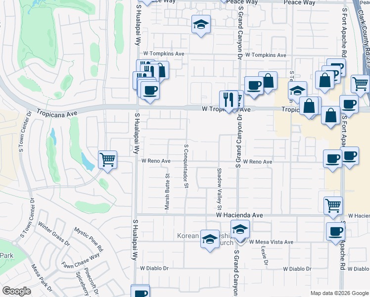 map of restaurants, bars, coffee shops, grocery stores, and more near 10011 Basalt Hollow Avenue in Las Vegas