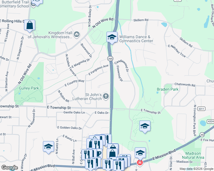 map of restaurants, bars, coffee shops, grocery stores, and more near 2769 East Hardy Lane in Fayetteville