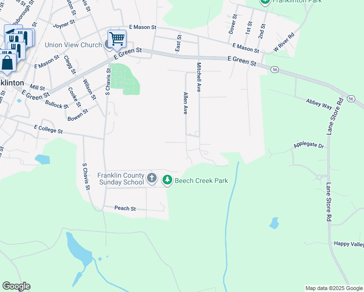 map of restaurants, bars, coffee shops, grocery stores, and more near 302 Allen Avenue in Franklinton