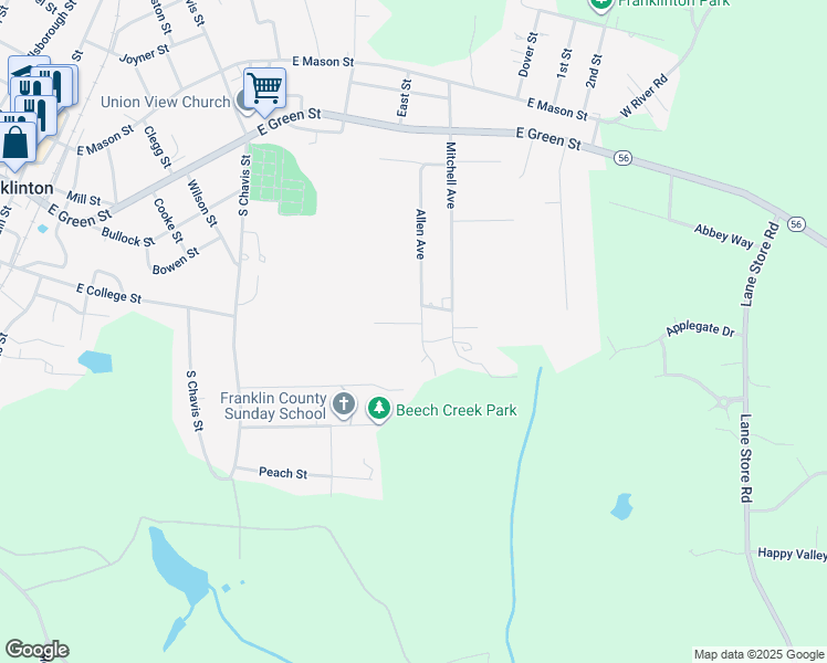 map of restaurants, bars, coffee shops, grocery stores, and more near 302 Allen Avenue in Franklinton