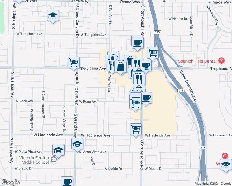 map of restaurants, bars, coffee shops, grocery stores, and more near 9580 West Reno Avenue in Las Vegas