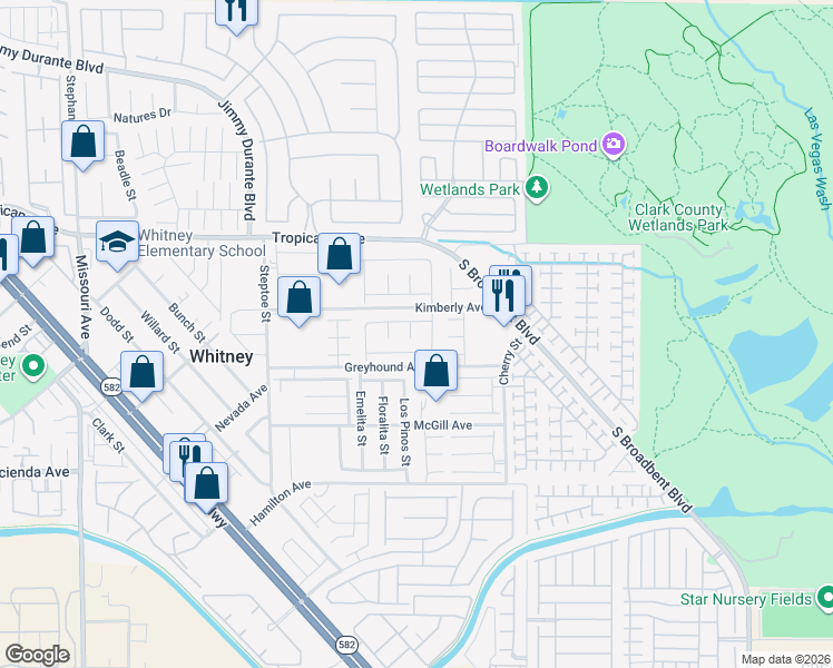 map of restaurants, bars, coffee shops, grocery stores, and more near 5042 South Willowlyn Court in Las Vegas