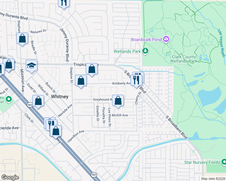 map of restaurants, bars, coffee shops, grocery stores, and more near 5042 South Willowlyn Court in Las Vegas
