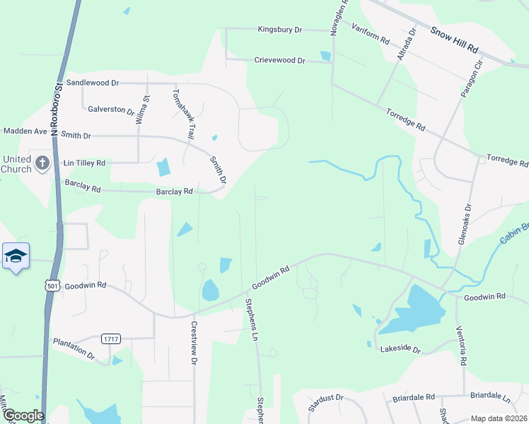 map of restaurants, bars, coffee shops, grocery stores, and more near 5706 Roslyn Road in Durham
