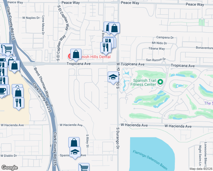 map of restaurants, bars, coffee shops, grocery stores, and more near 8674 Rigby Court in Las Vegas