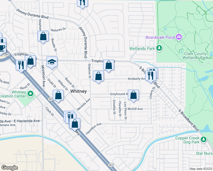 map of restaurants, bars, coffee shops, grocery stores, and more near 5037 Bloodhound Street in Las Vegas