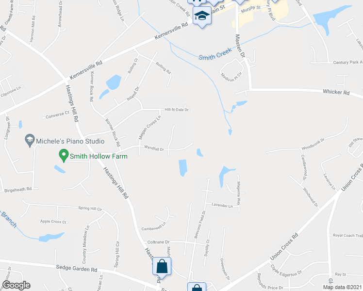 map of restaurants, bars, coffee shops, grocery stores, and more near 1113 Wyndfall Drive in Kernersville