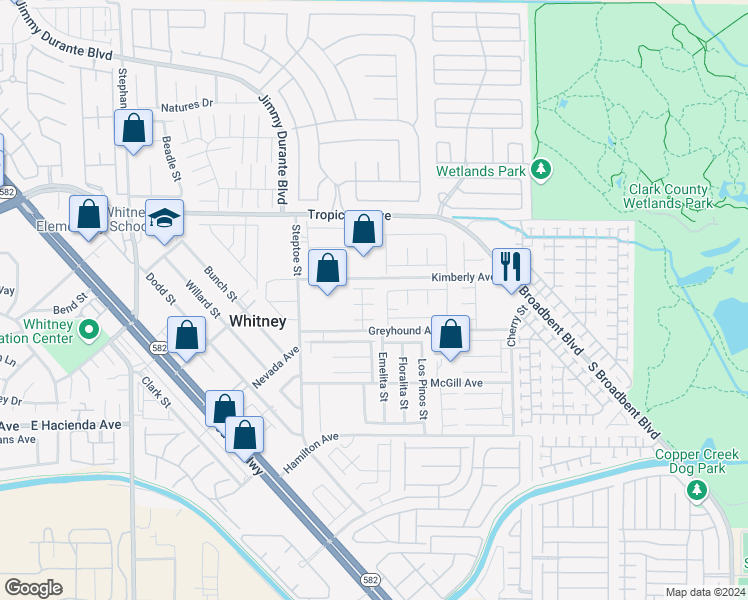 map of restaurants, bars, coffee shops, grocery stores, and more near 6290 Whippet Avenue in Las Vegas