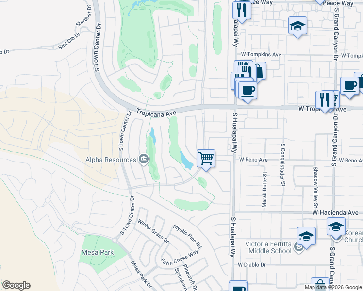 map of restaurants, bars, coffee shops, grocery stores, and more near 5045 Rivedro Street in Las Vegas