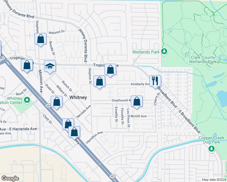 map of restaurants, bars, coffee shops, grocery stores, and more near 6290 Whippet Avenue in Las Vegas