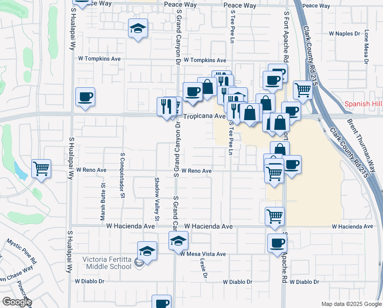map of restaurants, bars, coffee shops, grocery stores, and more near 9734 Geiger Peak Court in Las Vegas
