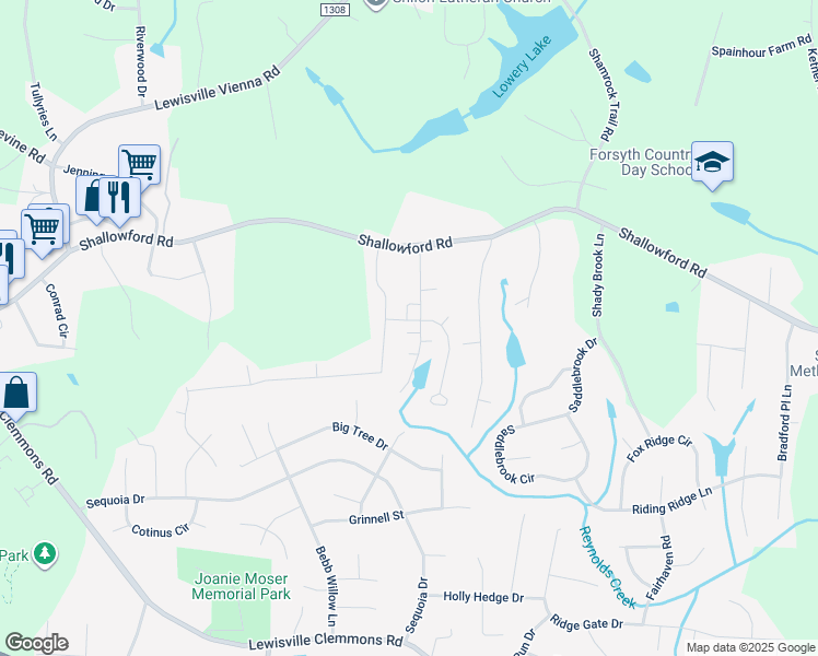 map of restaurants, bars, coffee shops, grocery stores, and more near 7163 Ivy Trace Court in Clemmons