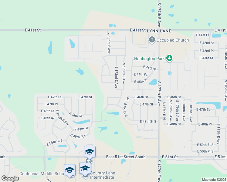 map of restaurants, bars, coffee shops, grocery stores, and more near 4514 South 172nd East Avenue in Tulsa