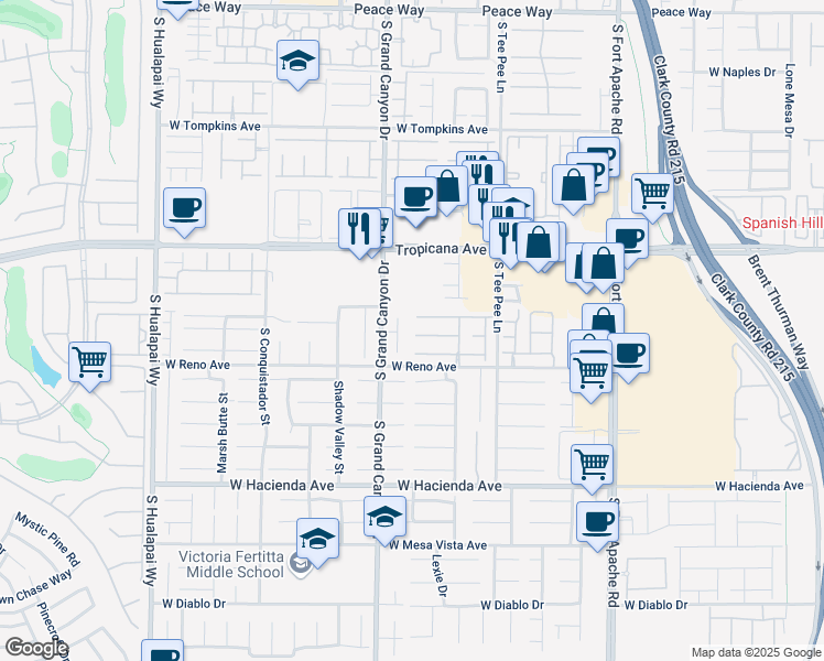 map of restaurants, bars, coffee shops, grocery stores, and more near 9734 Geiger Peak Court in Las Vegas