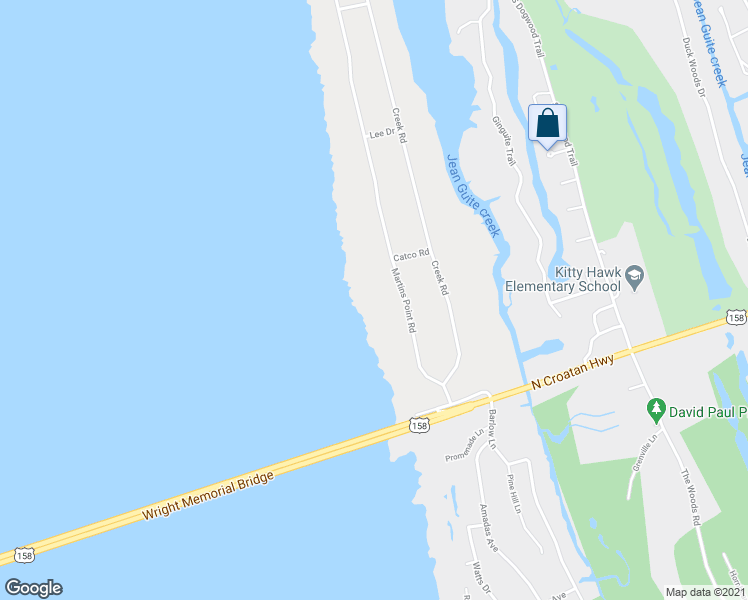 map of restaurants, bars, coffee shops, grocery stores, and more near 1044 Martins Point Road in Kitty Hawk