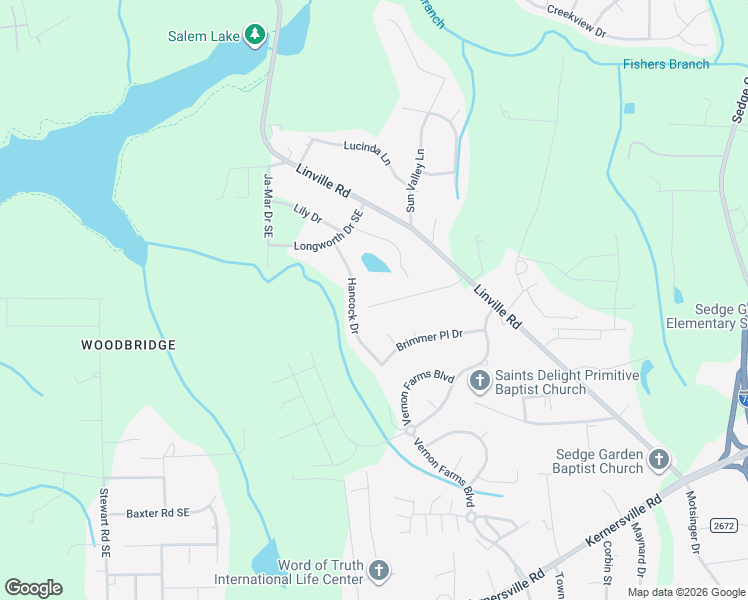 map of restaurants, bars, coffee shops, grocery stores, and more near 4567 Emily Drive in Kernersville