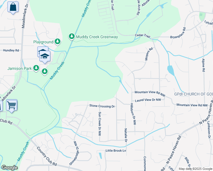 map of restaurants, bars, coffee shops, grocery stores, and more near 5420 Mountain View Road in Winston-Salem