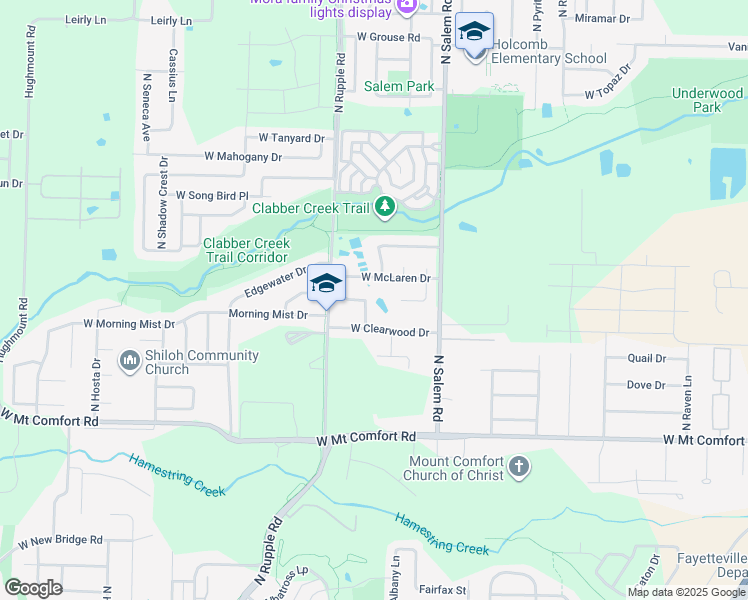 map of restaurants, bars, coffee shops, grocery stores, and more near 2470 North Southwick Drive in Fayetteville