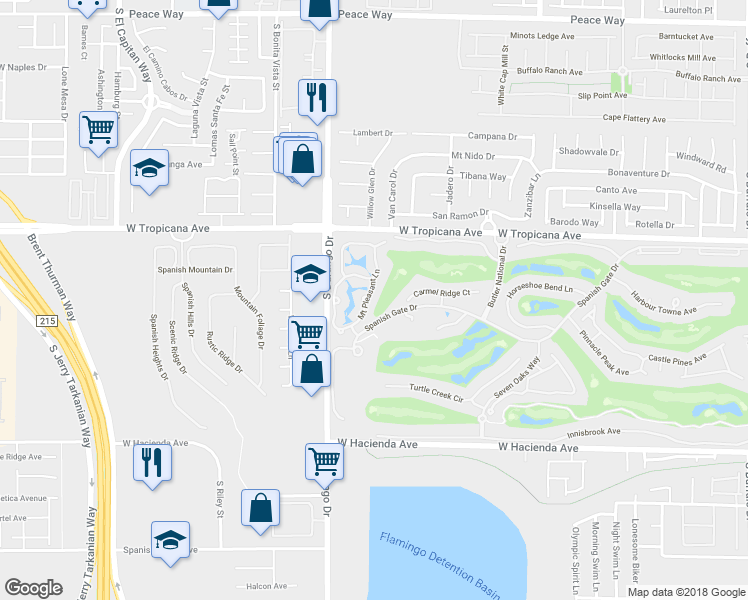 map of restaurants, bars, coffee shops, grocery stores, and more near 5016 Mount Pleasant Lane in Las Vegas