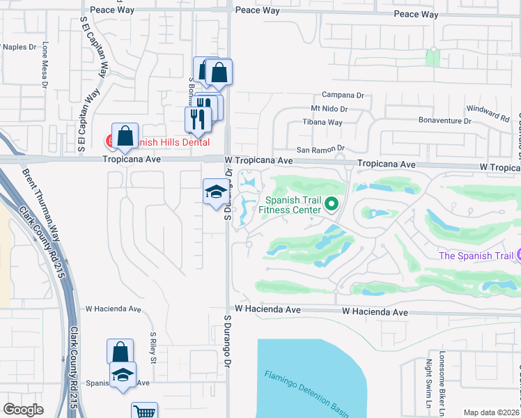 map of restaurants, bars, coffee shops, grocery stores, and more near 5016 Mount Pleasant Lane in Las Vegas