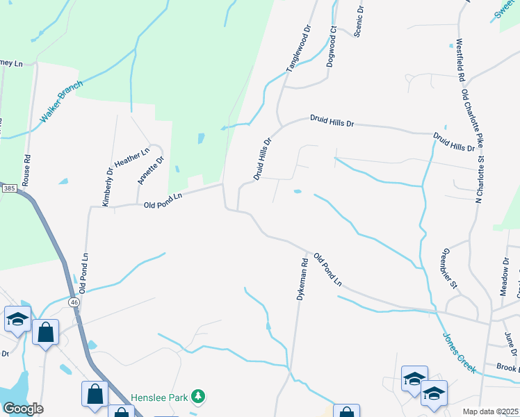 map of restaurants, bars, coffee shops, grocery stores, and more near 104 Meadow Green Way in Dickson