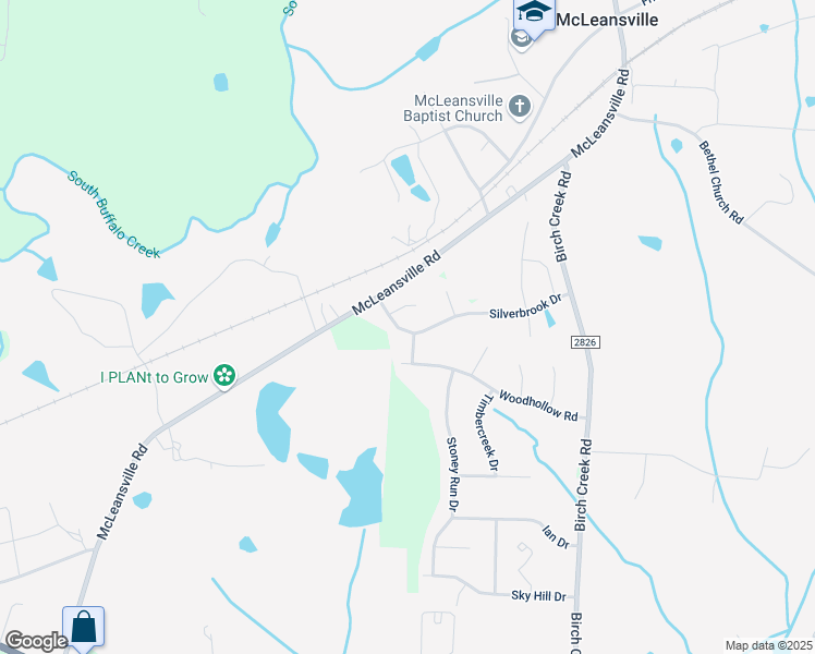 map of restaurants, bars, coffee shops, grocery stores, and more near 5107 Silverbrook Dr in McLeansville