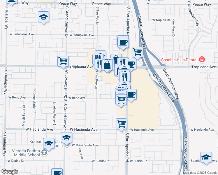 map of restaurants, bars, coffee shops, grocery stores, and more near 9580 West Reno Avenue in Las Vegas