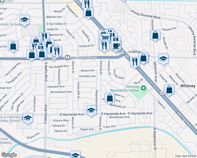 map of restaurants, bars, coffee shops, grocery stores, and more near 5356 Vicksburg Avenue in Las Vegas