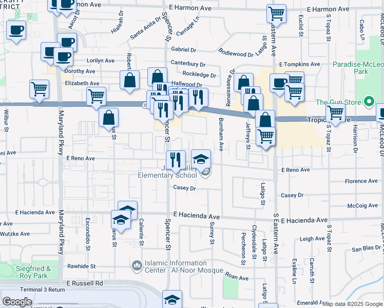 map of restaurants, bars, coffee shops, grocery stores, and more near 5075 Newport Cove Drive in Las Vegas