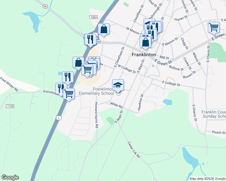 map of restaurants, bars, coffee shops, grocery stores, and more near 438 Hillsborough Street in Franklinton
