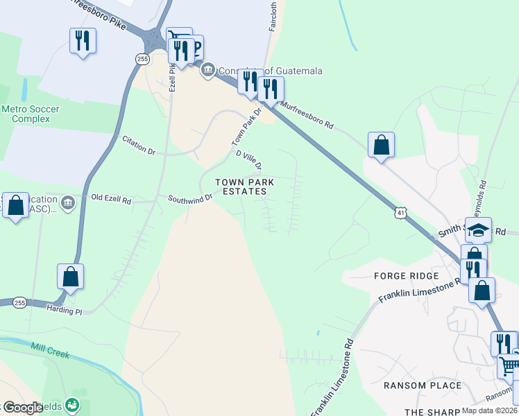 map of restaurants, bars, coffee shops, grocery stores, and more near 316 Honeyhill Drive in Nashville
