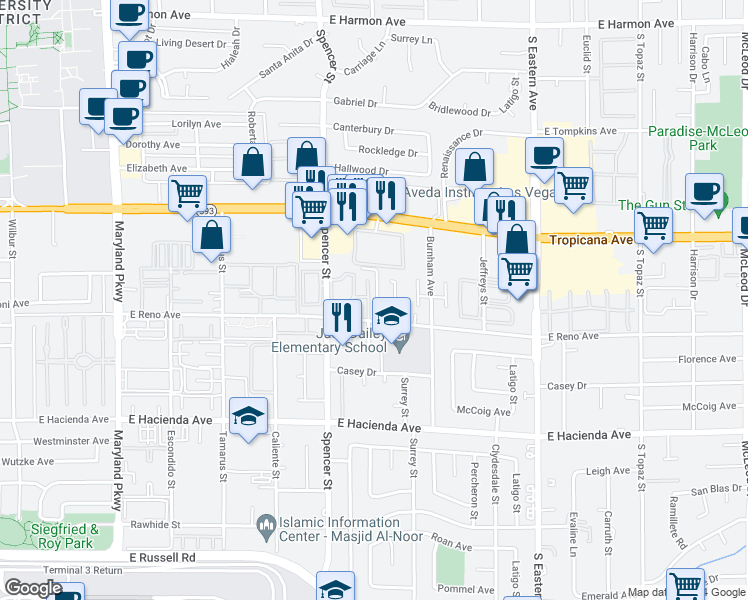 map of restaurants, bars, coffee shops, grocery stores, and more near 5075 Newport Cove Drive in Las Vegas